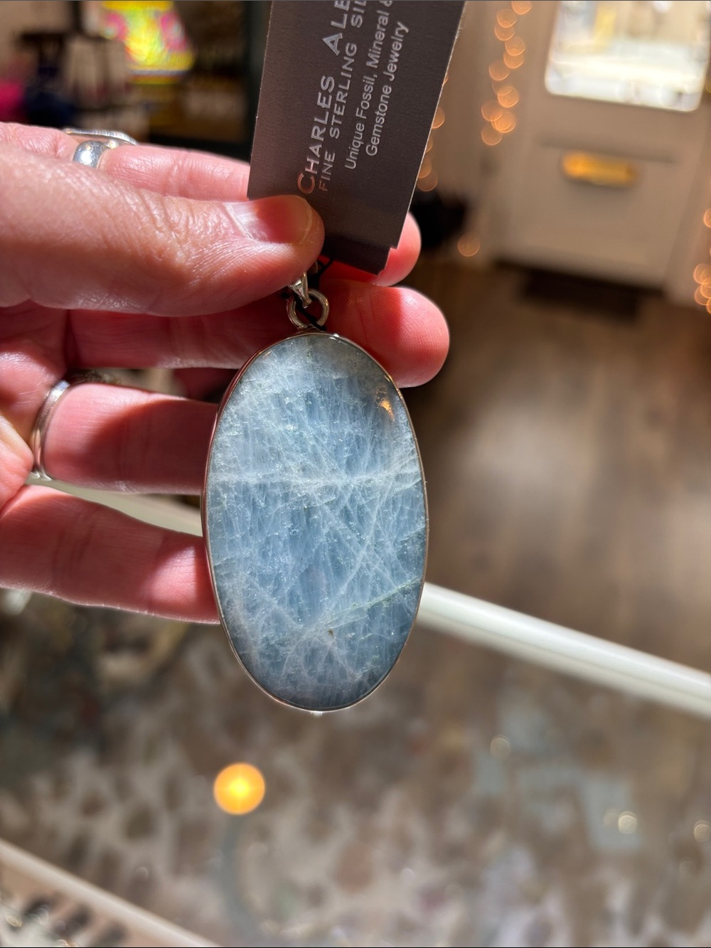 Charles Albert Aquamarine Pendant in Fine Sterling Silver